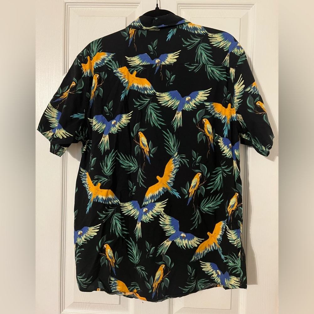 RVCA Tropical Bird Print Short Sleeve Shirt - Black and Green - Picture 9 of 9